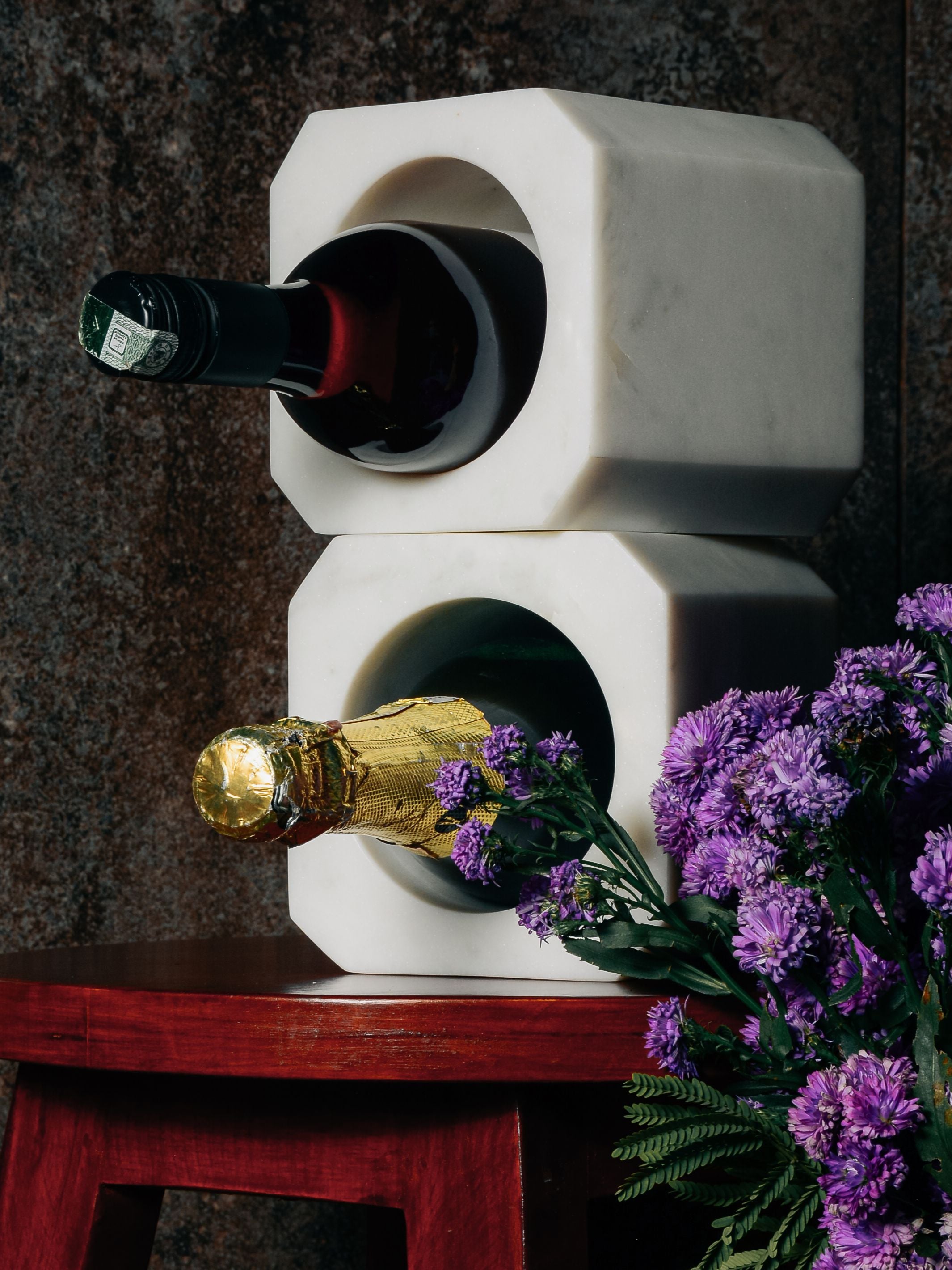 Square Marble Wine Bottle Holder
