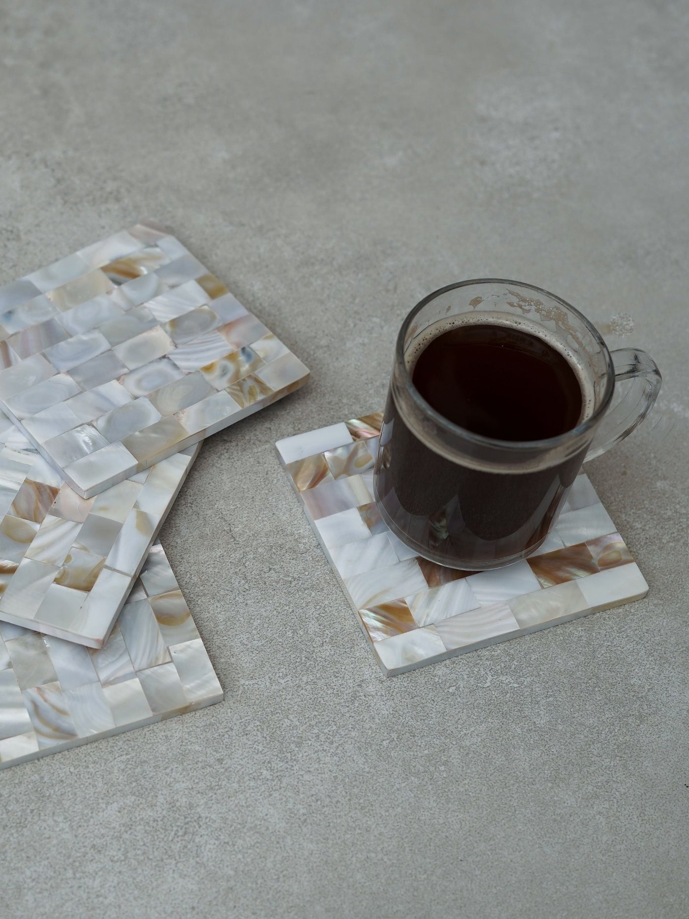 Square Mother of Pearl Coaster Set of 4