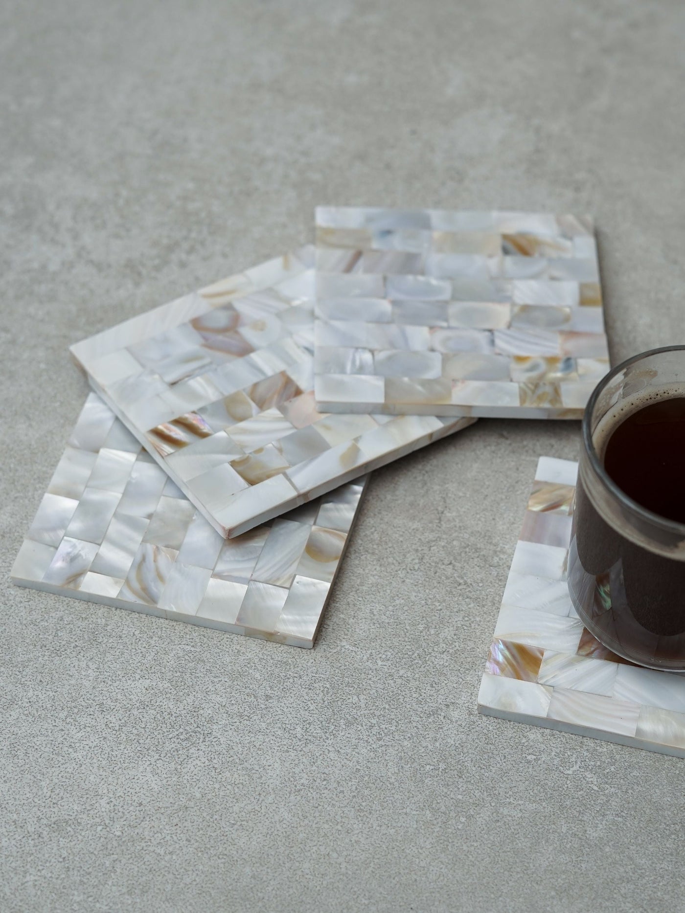 Square Coaster Set of 4 - Mother of Pearl