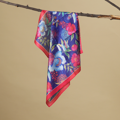 Midnight Bloom-Mulberry Silk Scarf