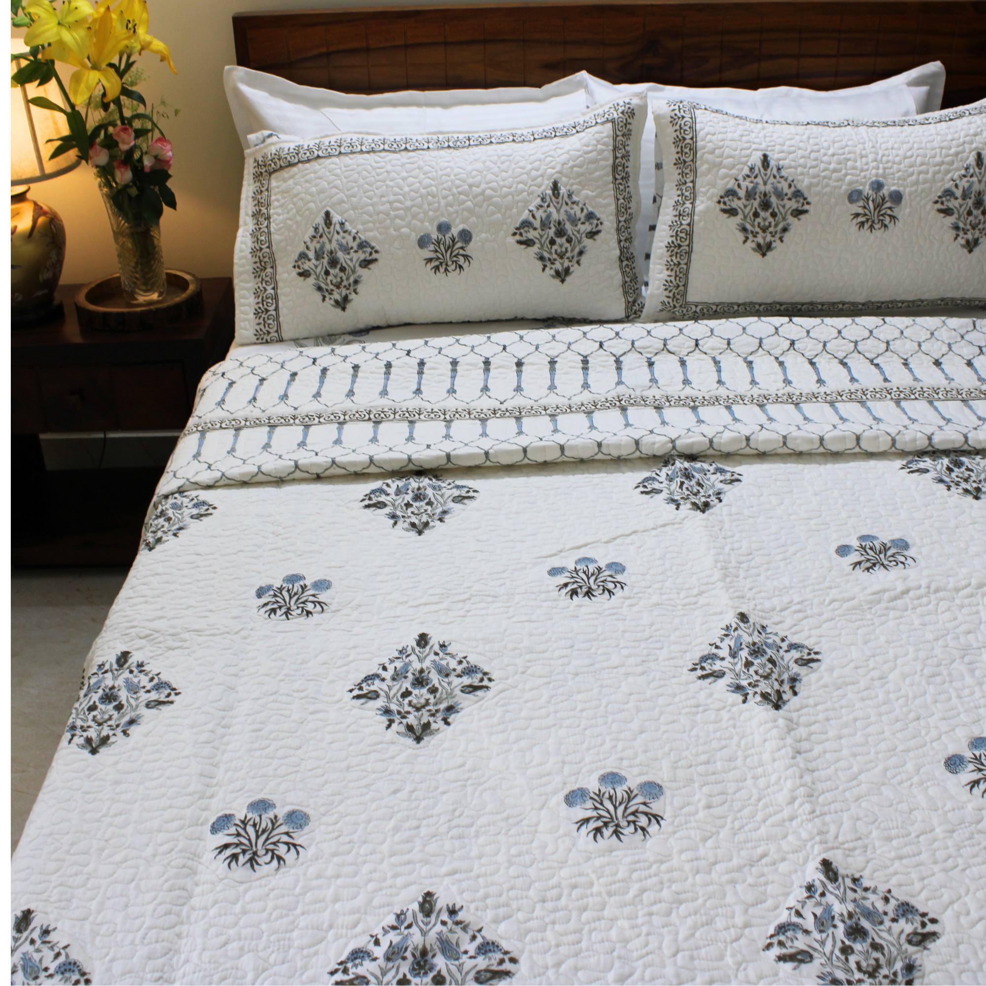 Anand Bagh-Handblock Quilted Bedcover