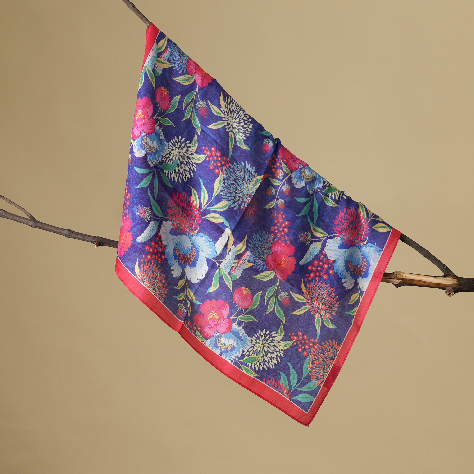 Midnight Bloom-Mulberry Silk Scarf