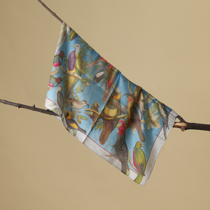 Aviary Reverie-Mulberry Silk Scarf