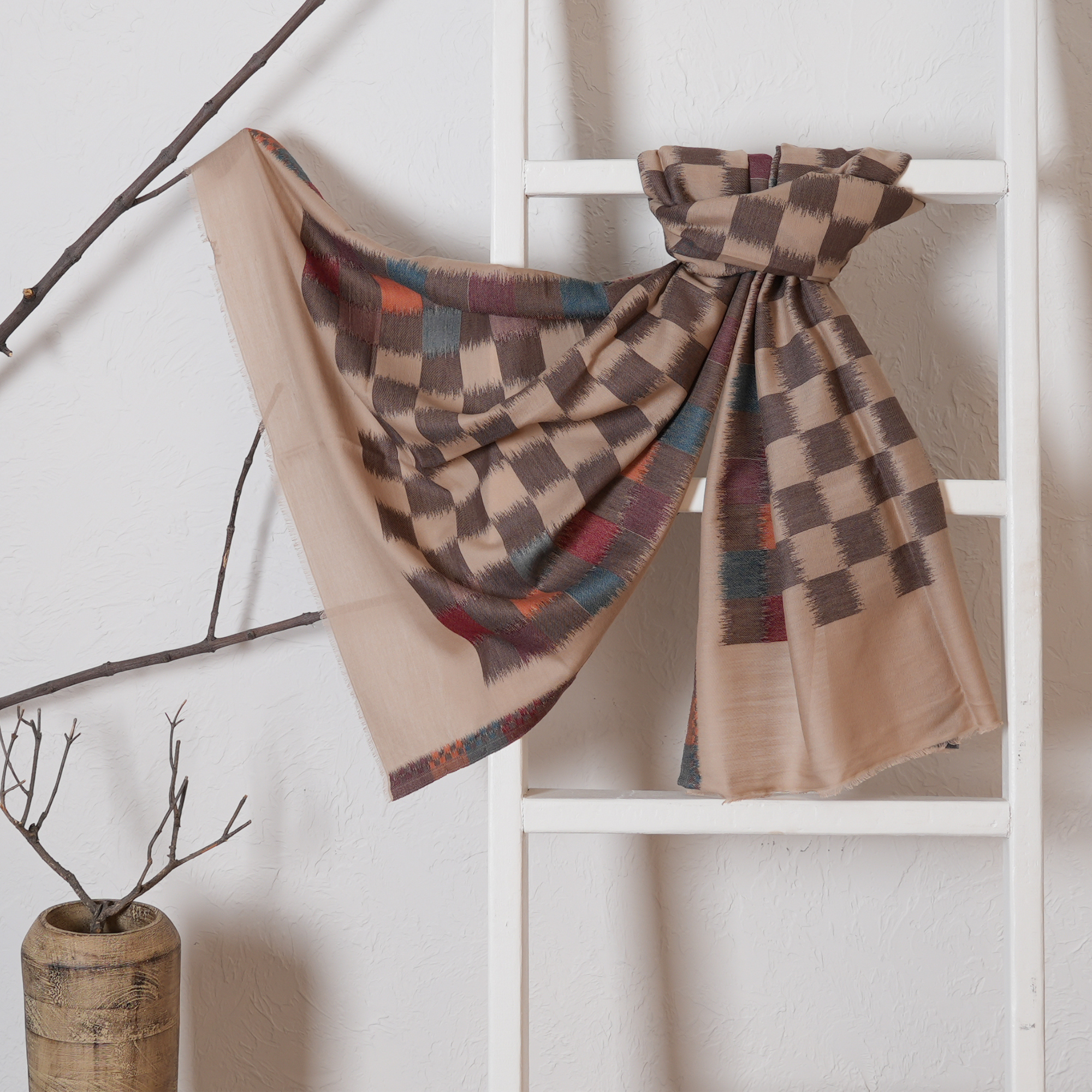 Ikkat Fine Wool Stole
