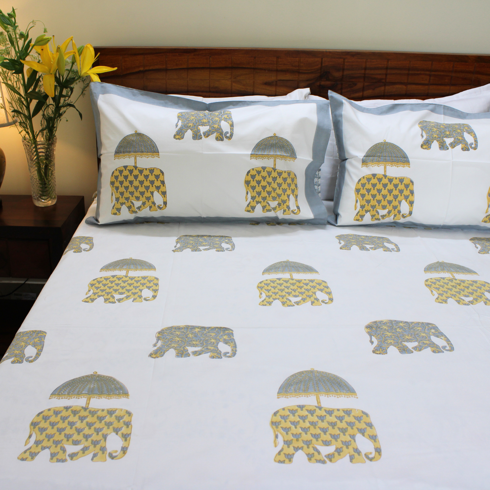 Colours Of The Garden: Handblock Bedsheet