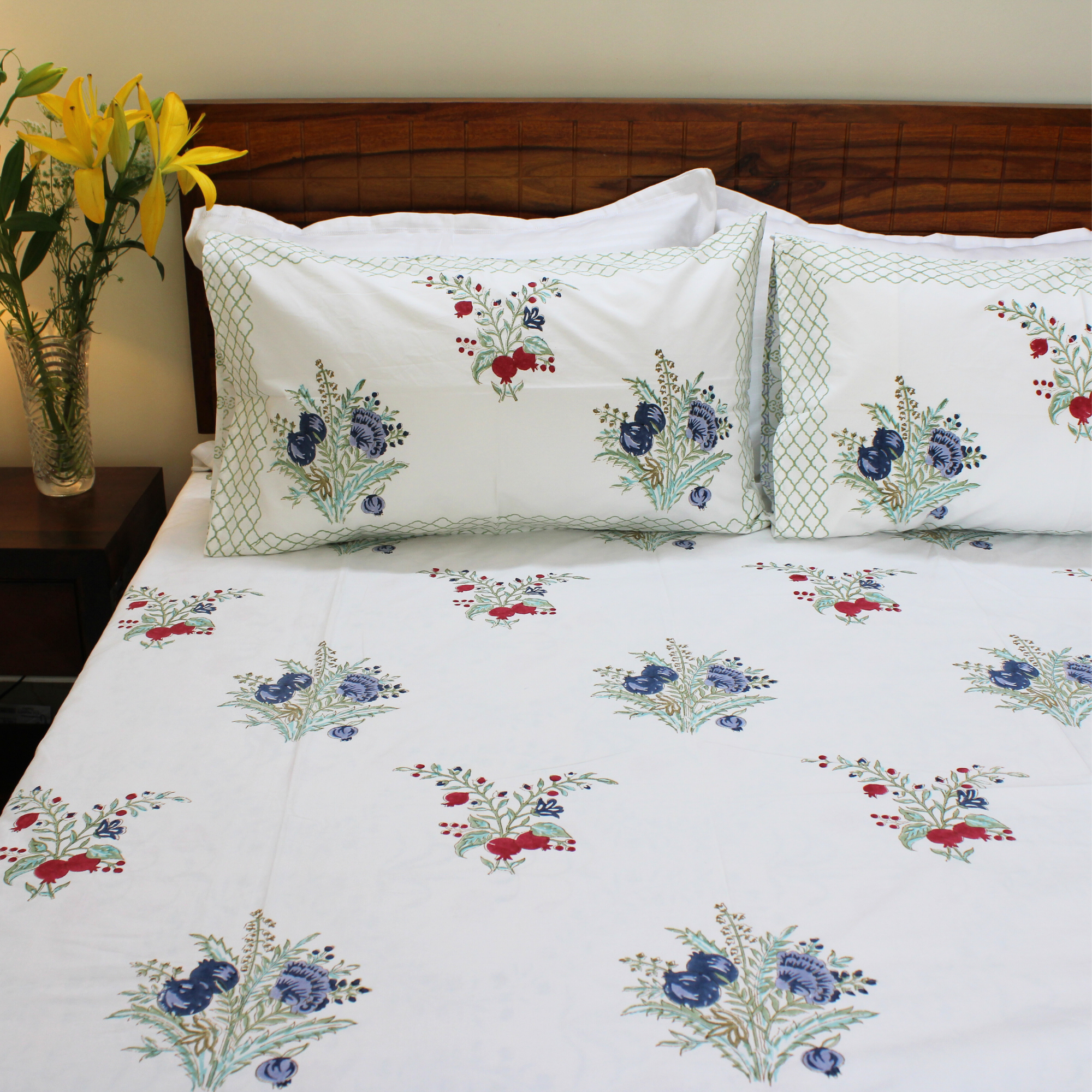 Colors Of The Garden Handblock Bedsheet