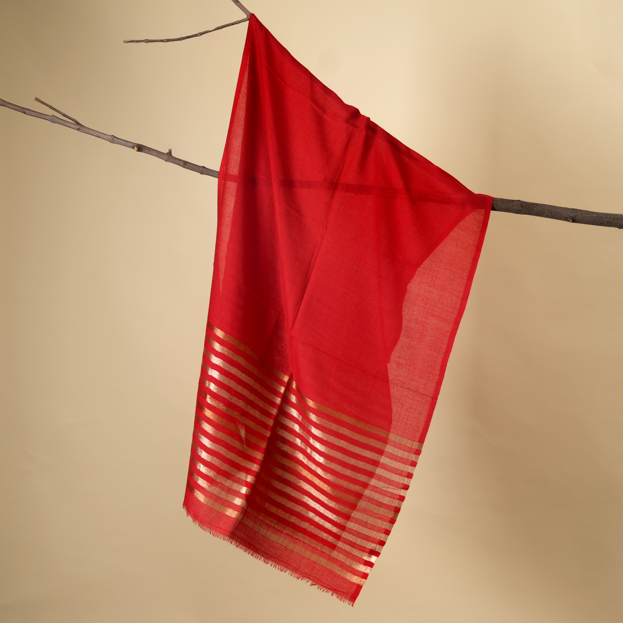 Winter Glow Wool Zari Stole-Navy Blue