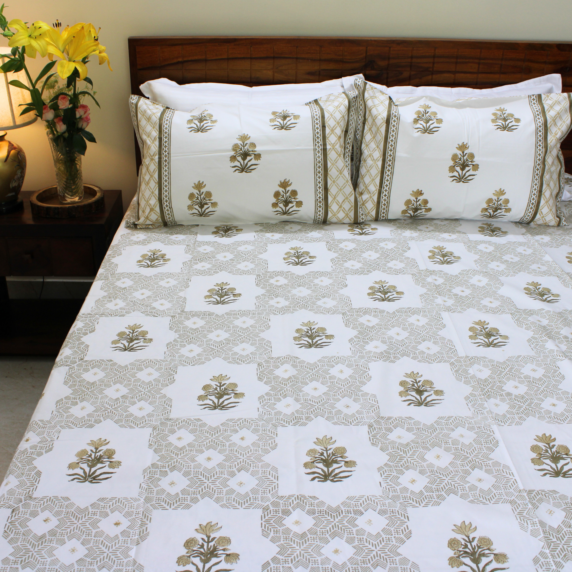Colors Of The Garden Handblock Bedsheet