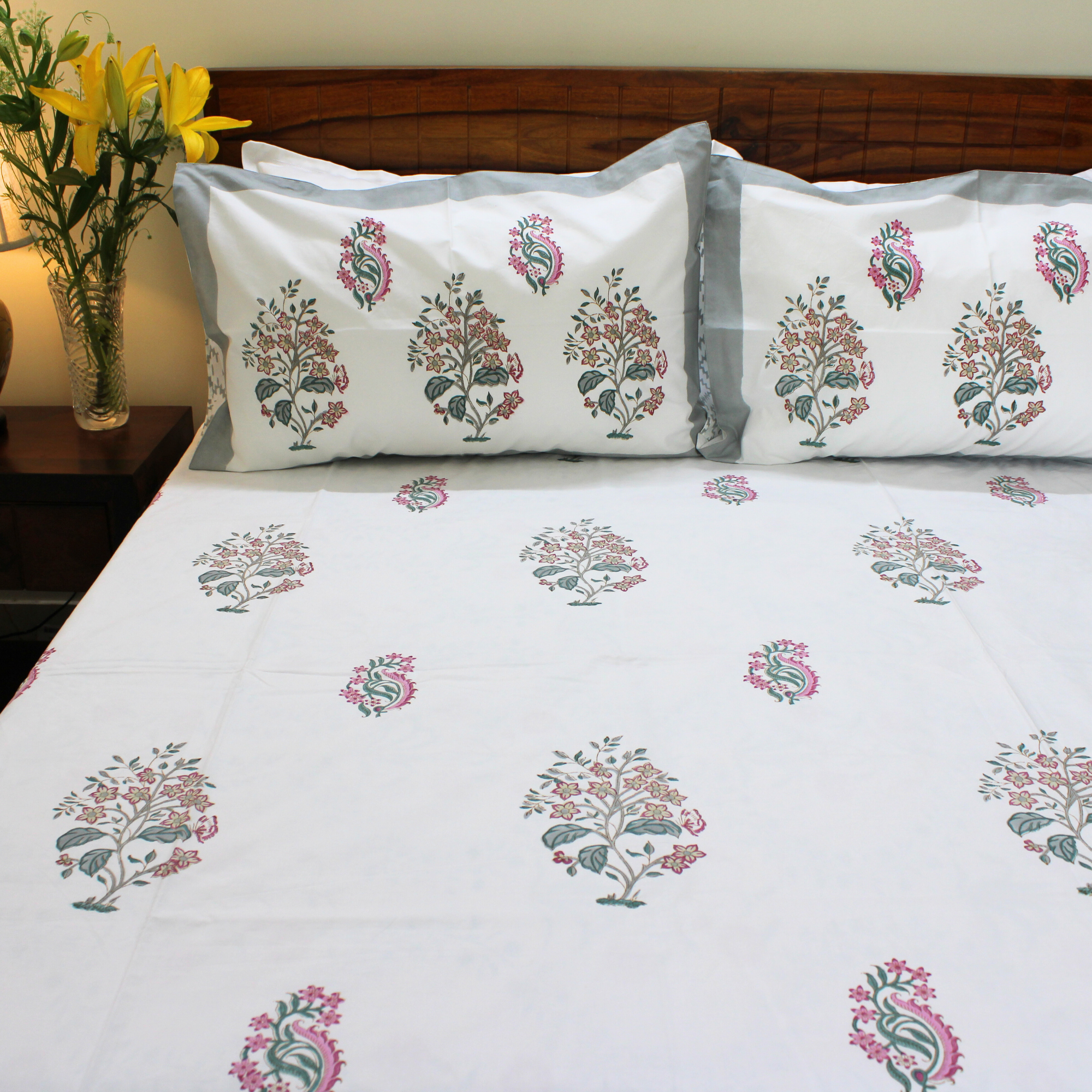 Colors Of The Garden Handblock Bedsheet