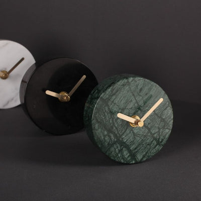 Black italian marble desk clock