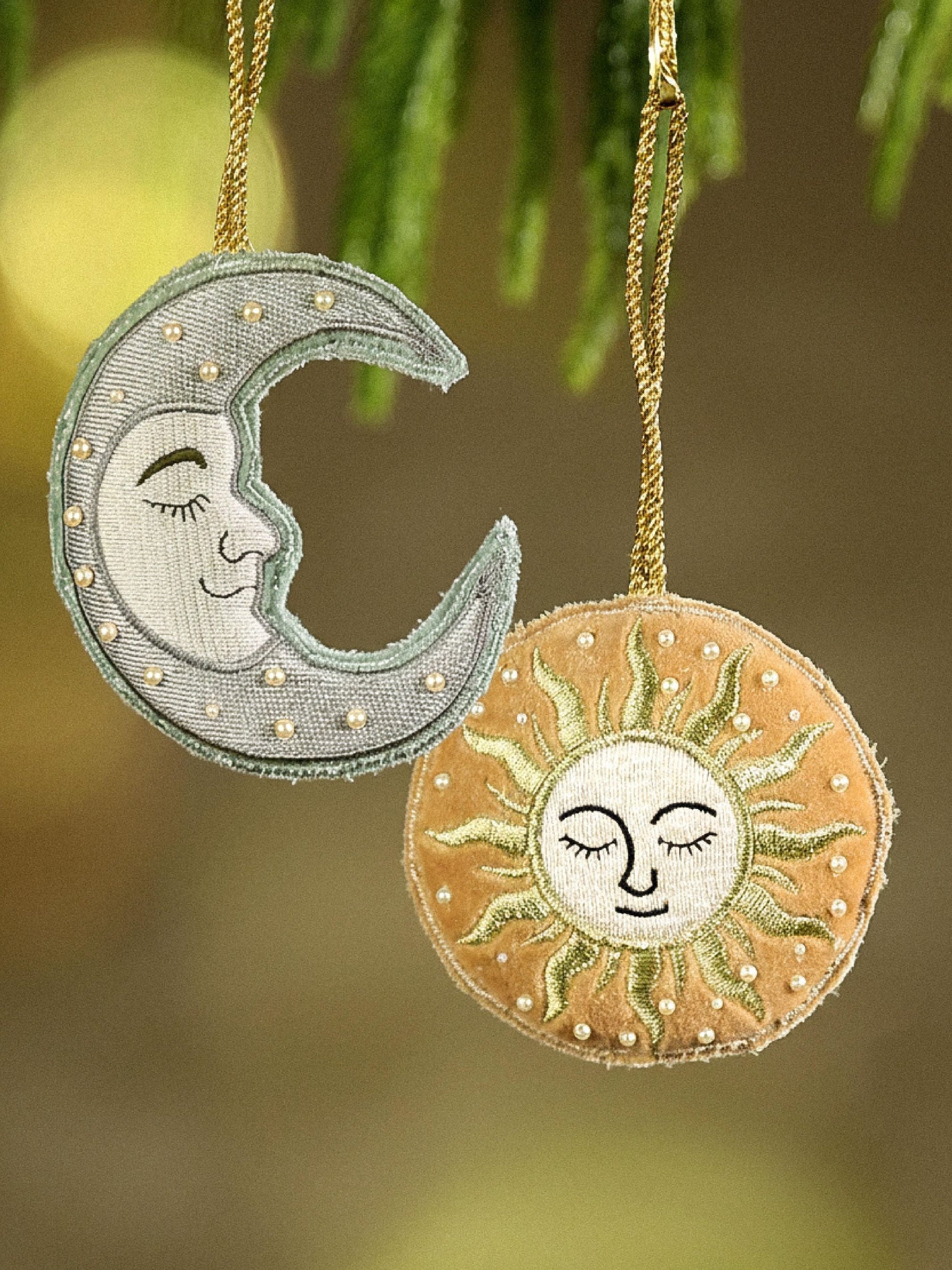 Celestial Christmas Fabric Ornaments