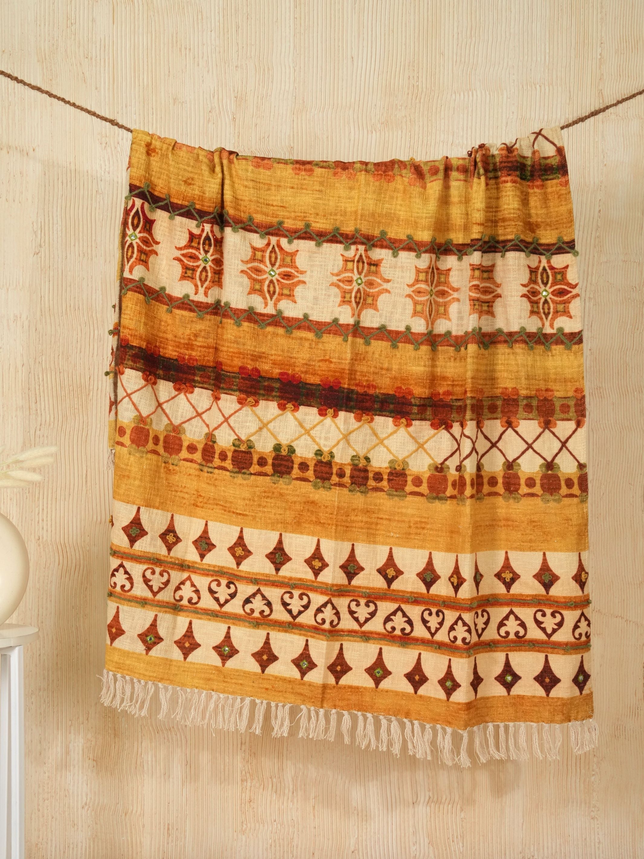 Sunset Bloom Embroidered Throw