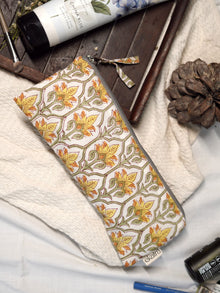 Sustainable Cotton Travel Organizer - Yellow Floral Small Pouch