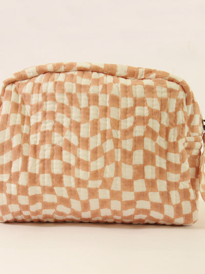 Cotton Travel Pouch - Sustainable Quilted Set of 3