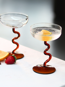 Swirl Cocktail Glasses - Amber