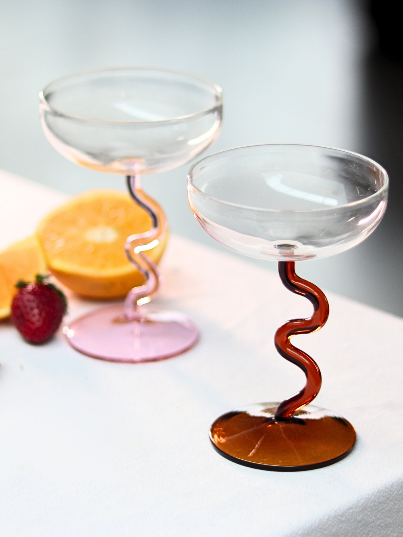 Swirl Cocktail Glasses - Amber