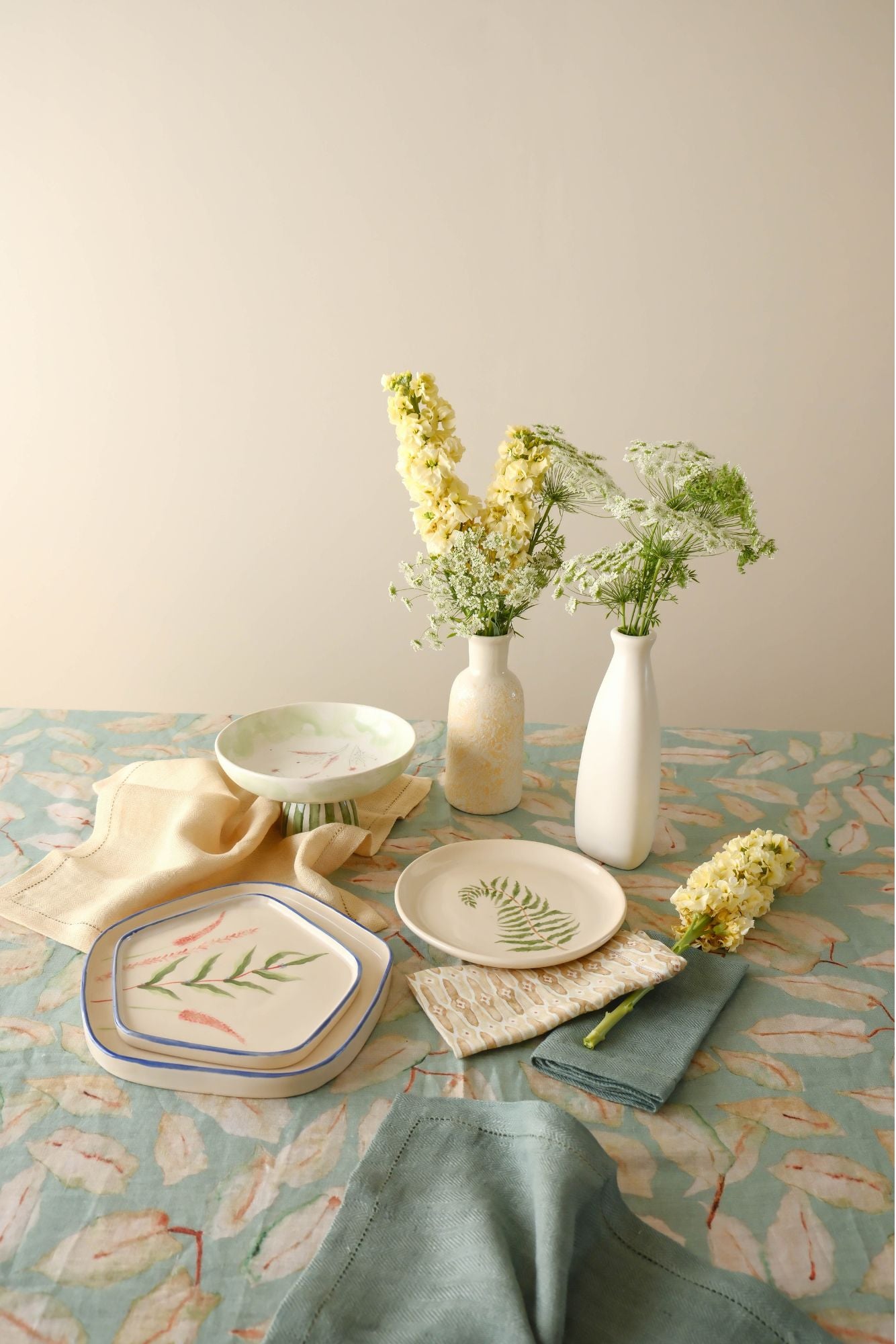 Sand Herringbone Linen Table Napkins | Set of 2