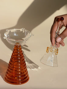 Tall Diya Gift Set - Tall Diya and Ringing bell - Amber