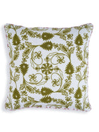 Khwaab Green Embroidered Cushion Cover 16"x 16" ( 40cm x 40cm)