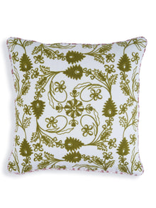 Khwaab Green Embroidered Cushion Cover 16"x 16" ( 40cm x 40cm)