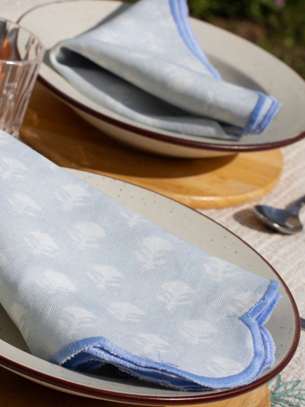 Set Of 2 - Mimo Pines Blue Cotton Napkin