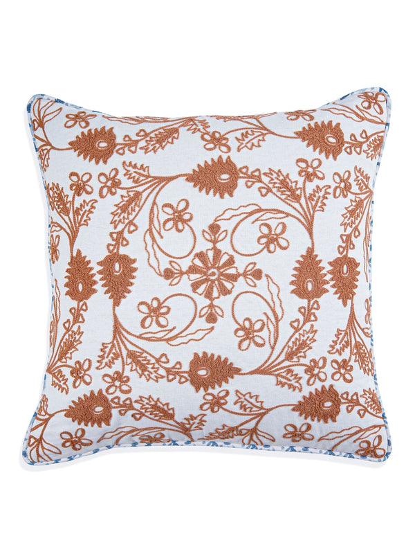 Khwaab Terracotta Embroidered Cushion Cover