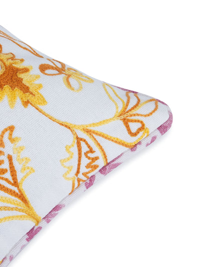 Khwaab Yellow Garden Grid Cushion Cover