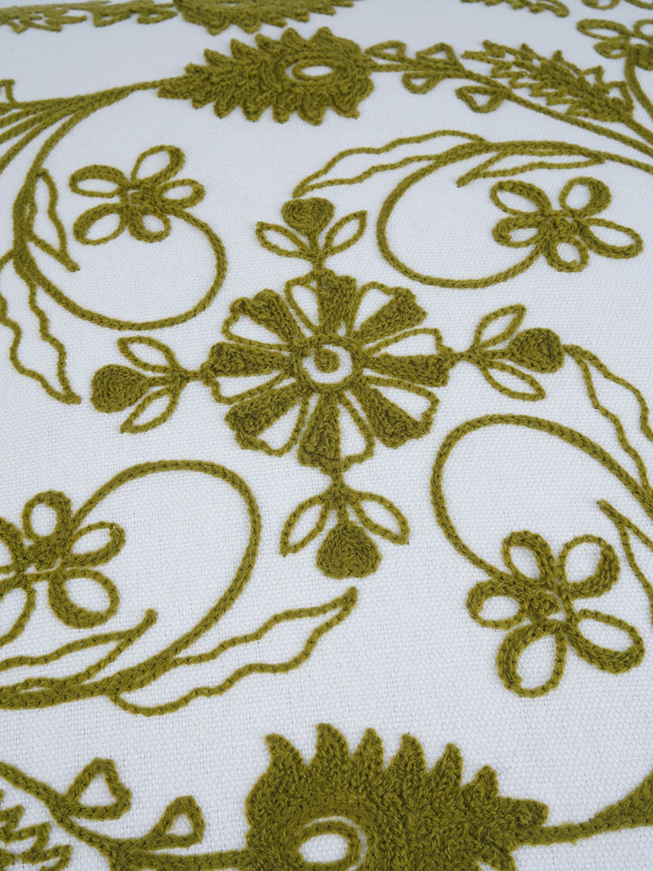 Khwaab Green Embroidered Cushion Cover 16"x 16" ( 40cm x 40cm)