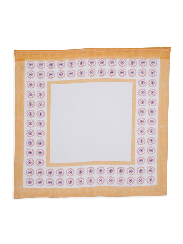 Set Of 2 - Raahat Yellow Flower Cotton Napkin