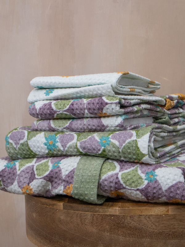 Mosiac Purple Face Towel | Set Of 2