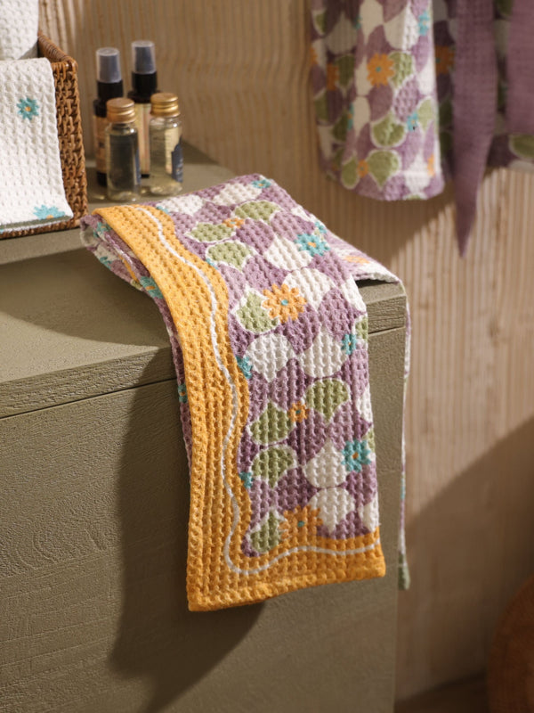Mosiac Purple Face Towel | Set Of 2