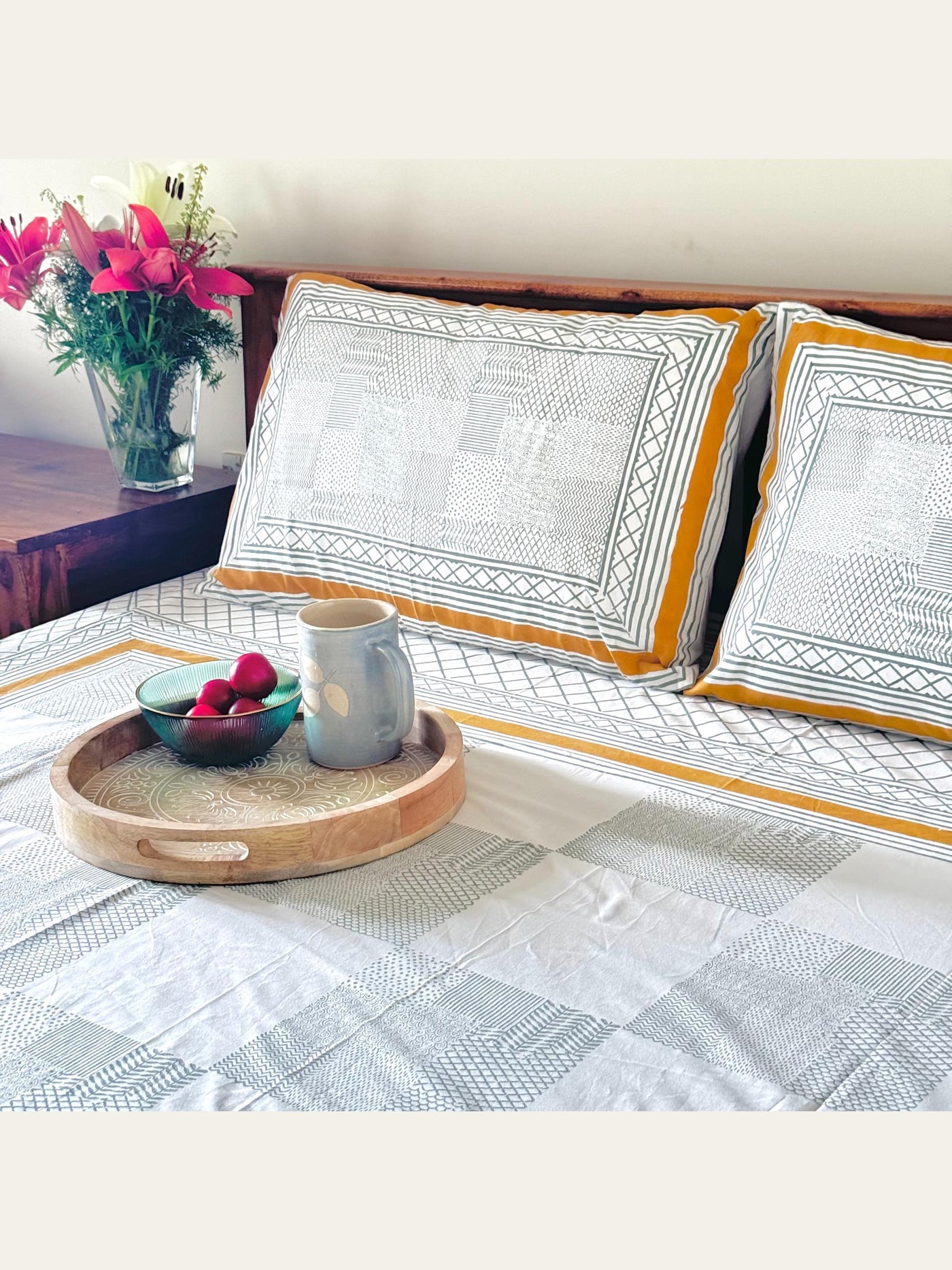 TBS001 Hand Block Print Cotton Bedsheet Set