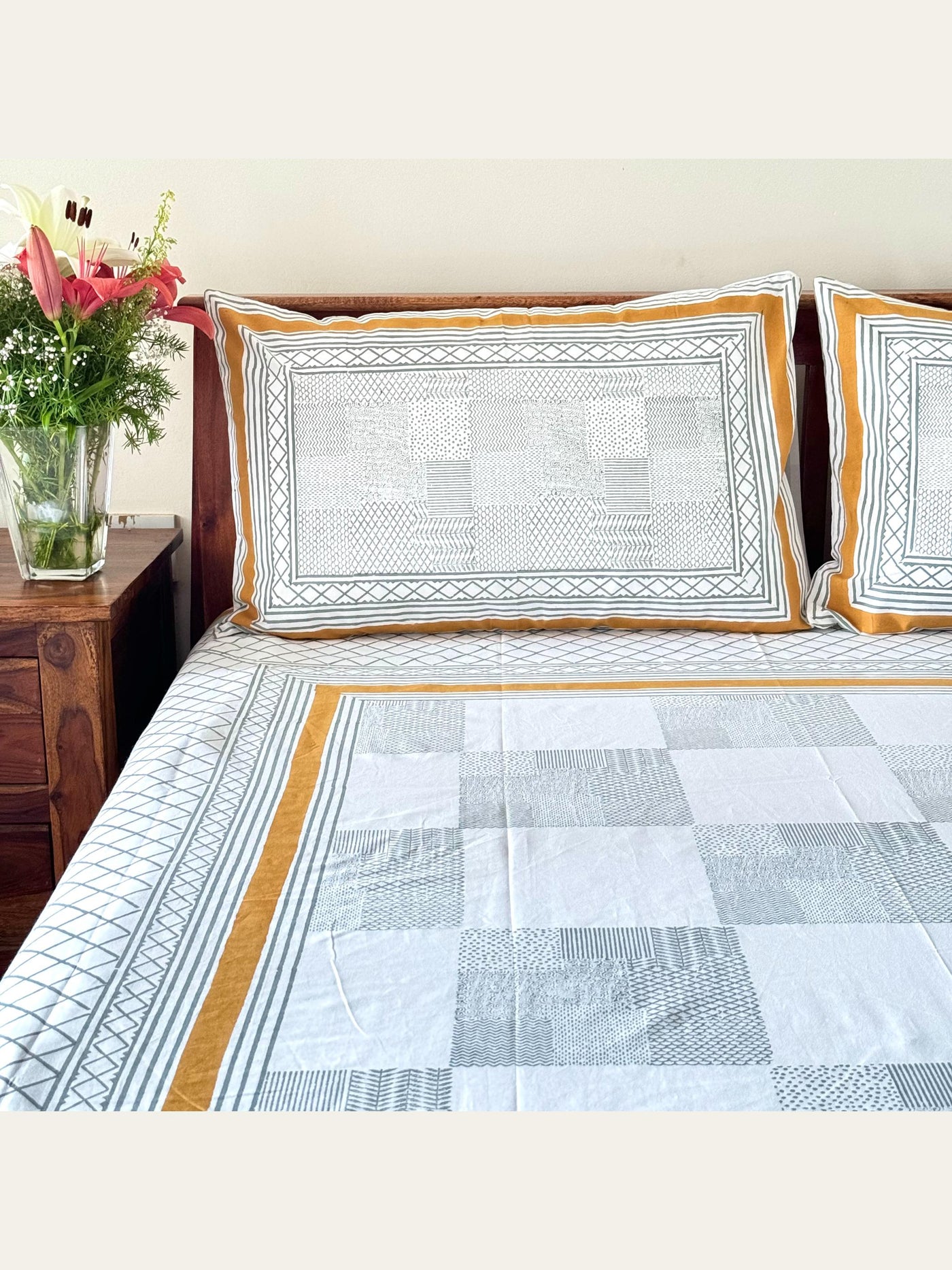 TBS001 Hand Block Print Cotton Bedsheet Set