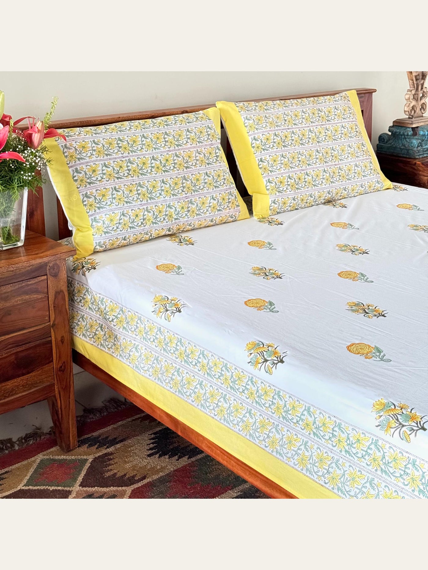 TBS003 Hand Block Print Cotton Bedsheet Set