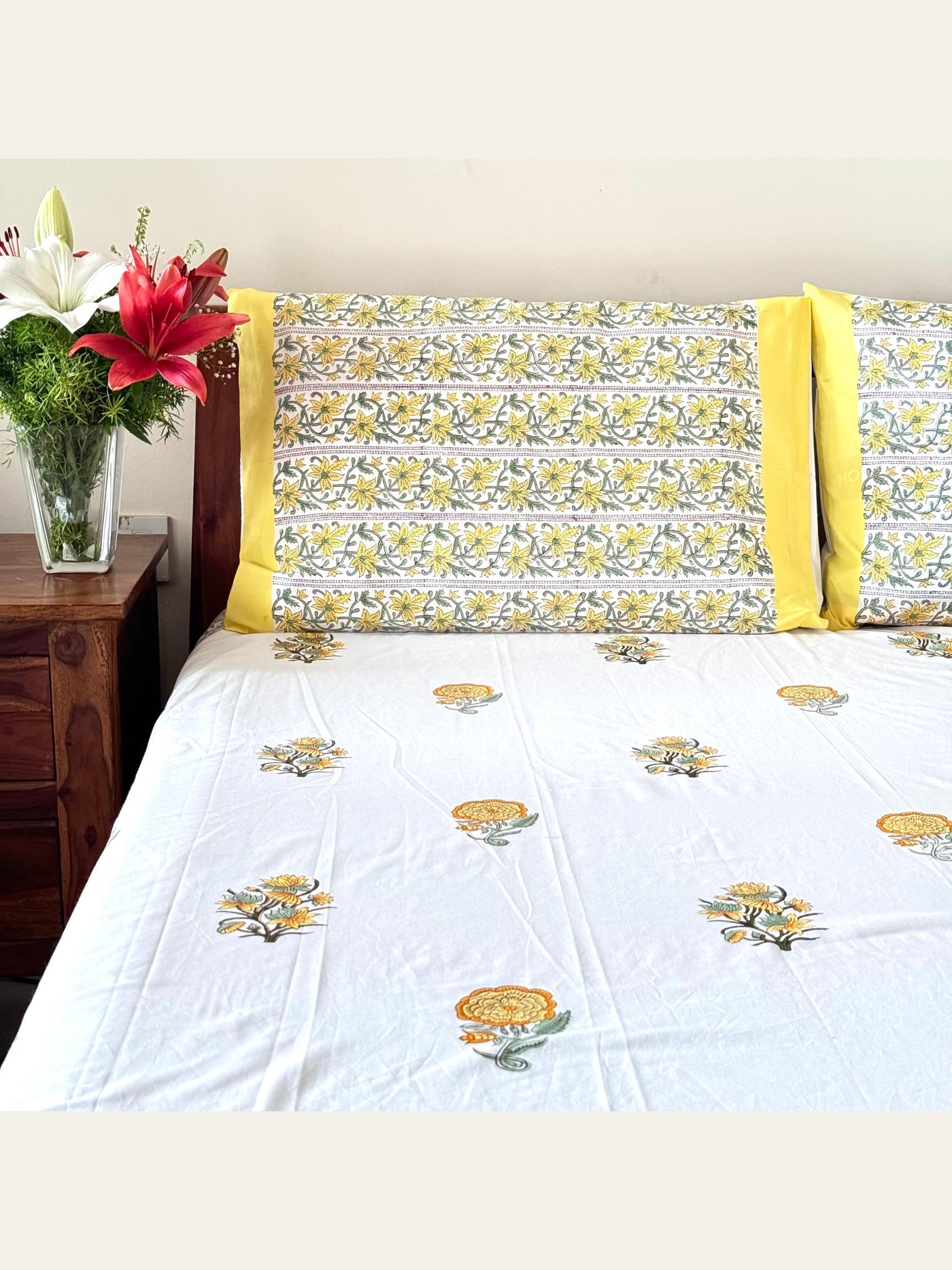 TBS003 Hand Block Print Cotton Bedsheet Set