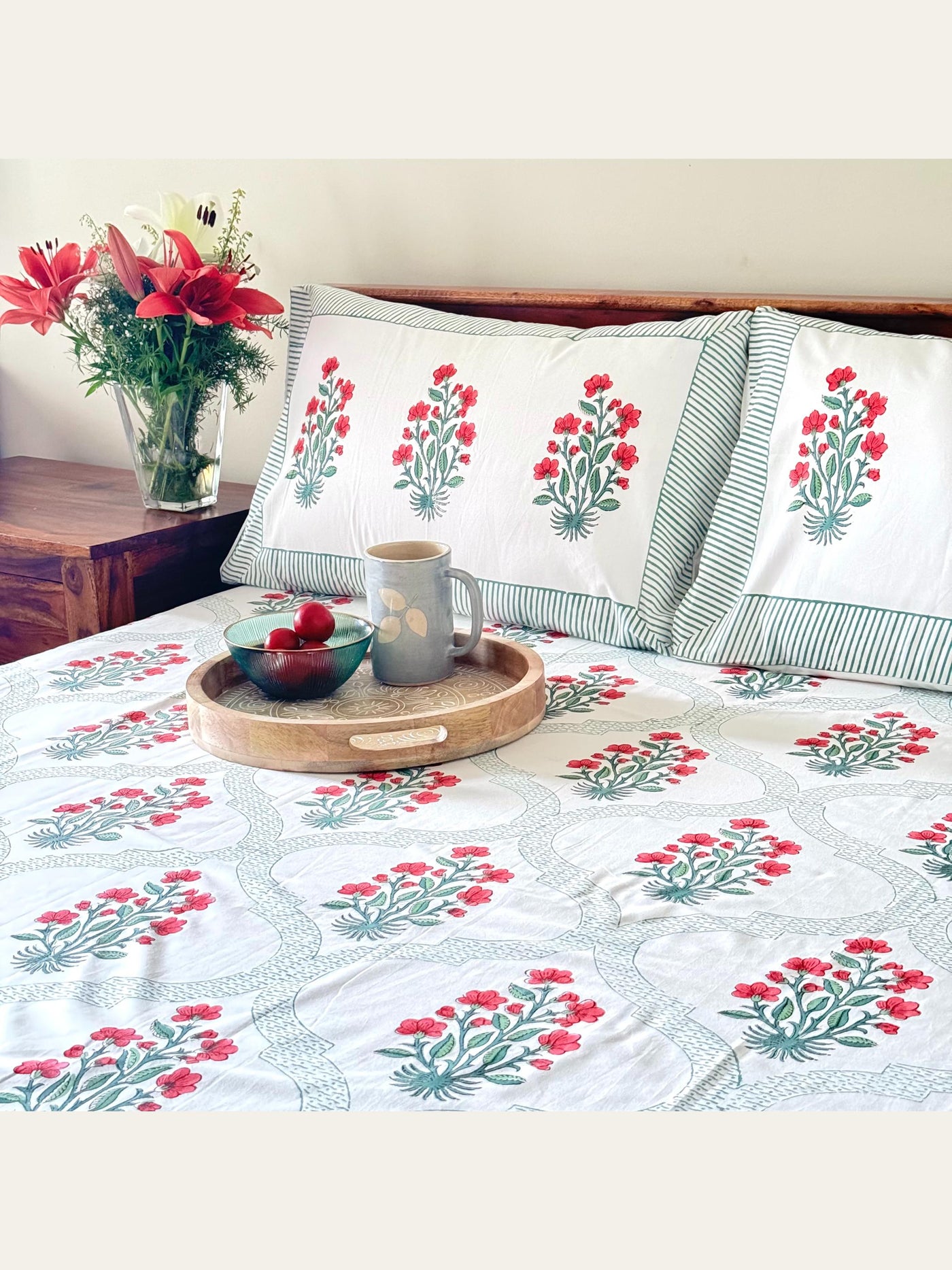 TBS004 Hand Block Print Cotton Bedsheet Set