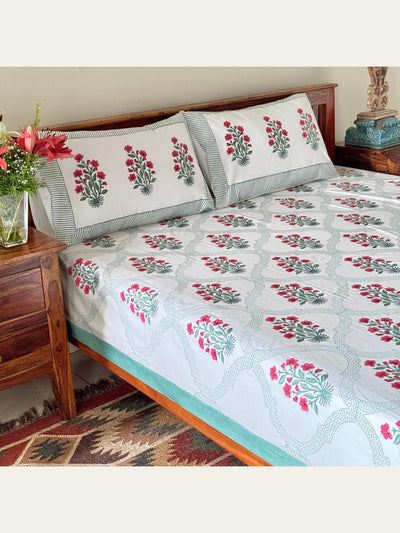 TBS004 Hand Block Print Cotton Bedsheet Set