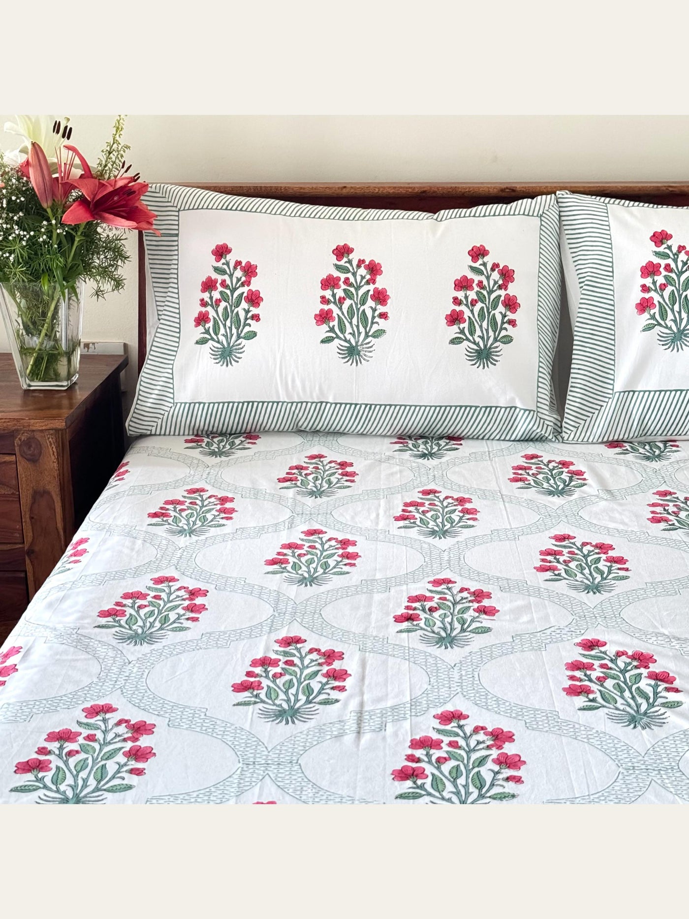 TBS004 Hand Block Print Cotton Bedsheet Set