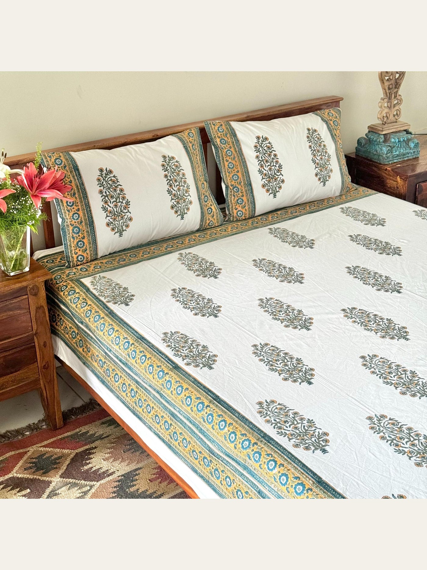 TBS005 Hand Block Print Cotton Bedsheet Set