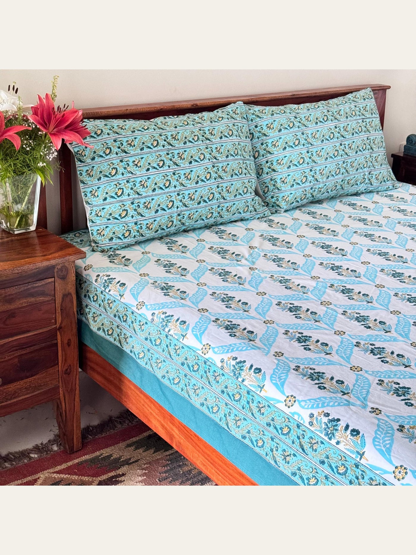 TBS006 Hand Block Print Cotton Bedsheet Set