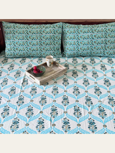 TBS006 Hand Block Print Cotton Bedsheet Set