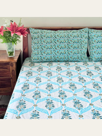 TBS006 Hand Block Print Cotton Bedsheet Set