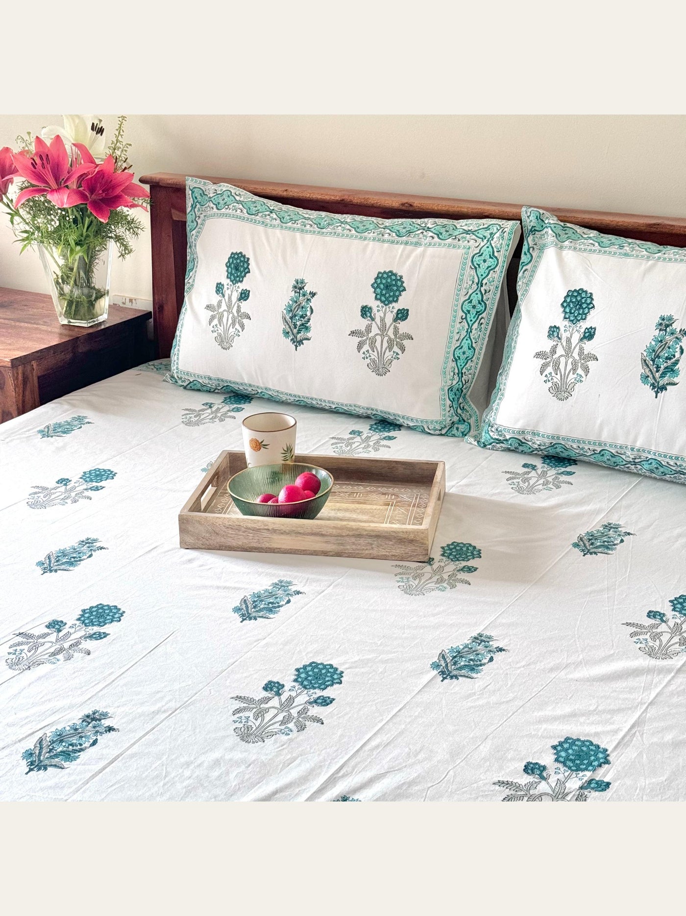 TBS007 Hand Block Print Cotton Bedsheet Set