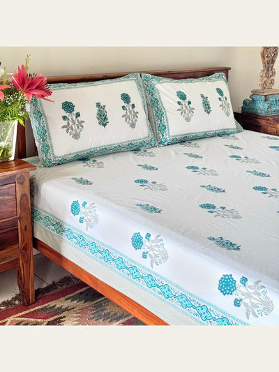 TBS007 Hand Block Print Cotton Bedsheet Set