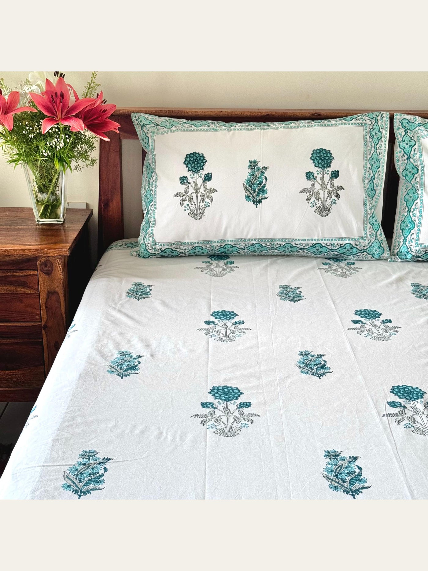 TBS007 Hand Block Print Cotton Bedsheet Set