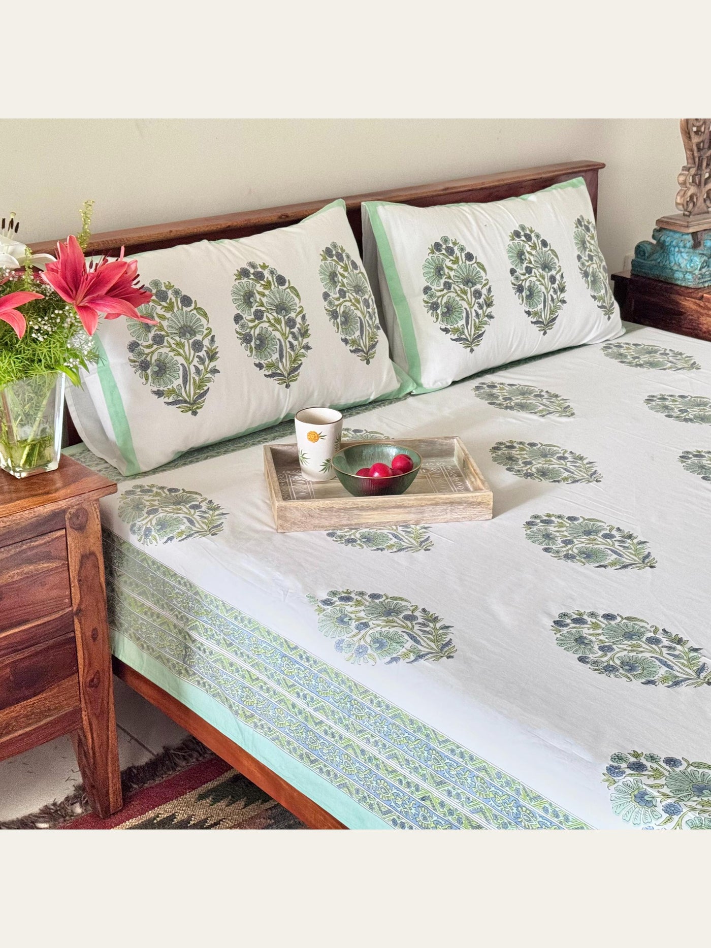 TBS008 Hand Block Print Cotton Bedsheet Set