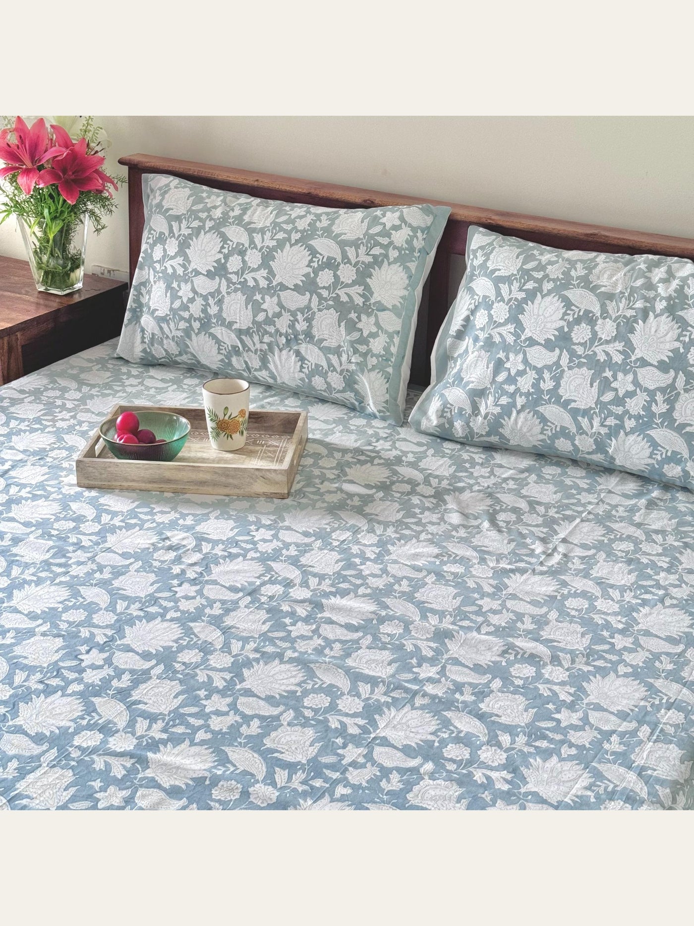 TBS011 Hand Block Print Cotton Bedsheet Set