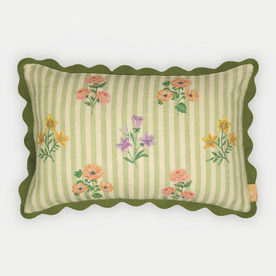 Rosalia Forest Green Linen Oblong Cushion Cover