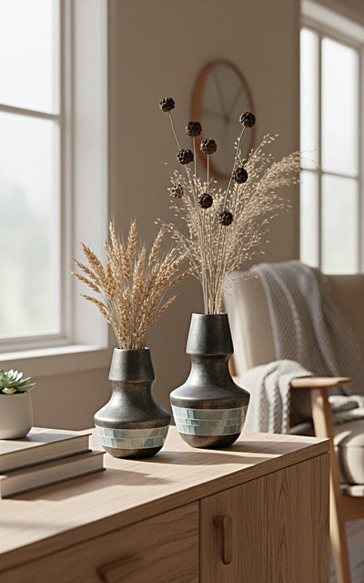 Terra Collection - Charcoal Crest Vase