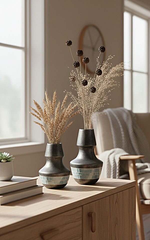 Terra Collection - Charcoal Crest Vase